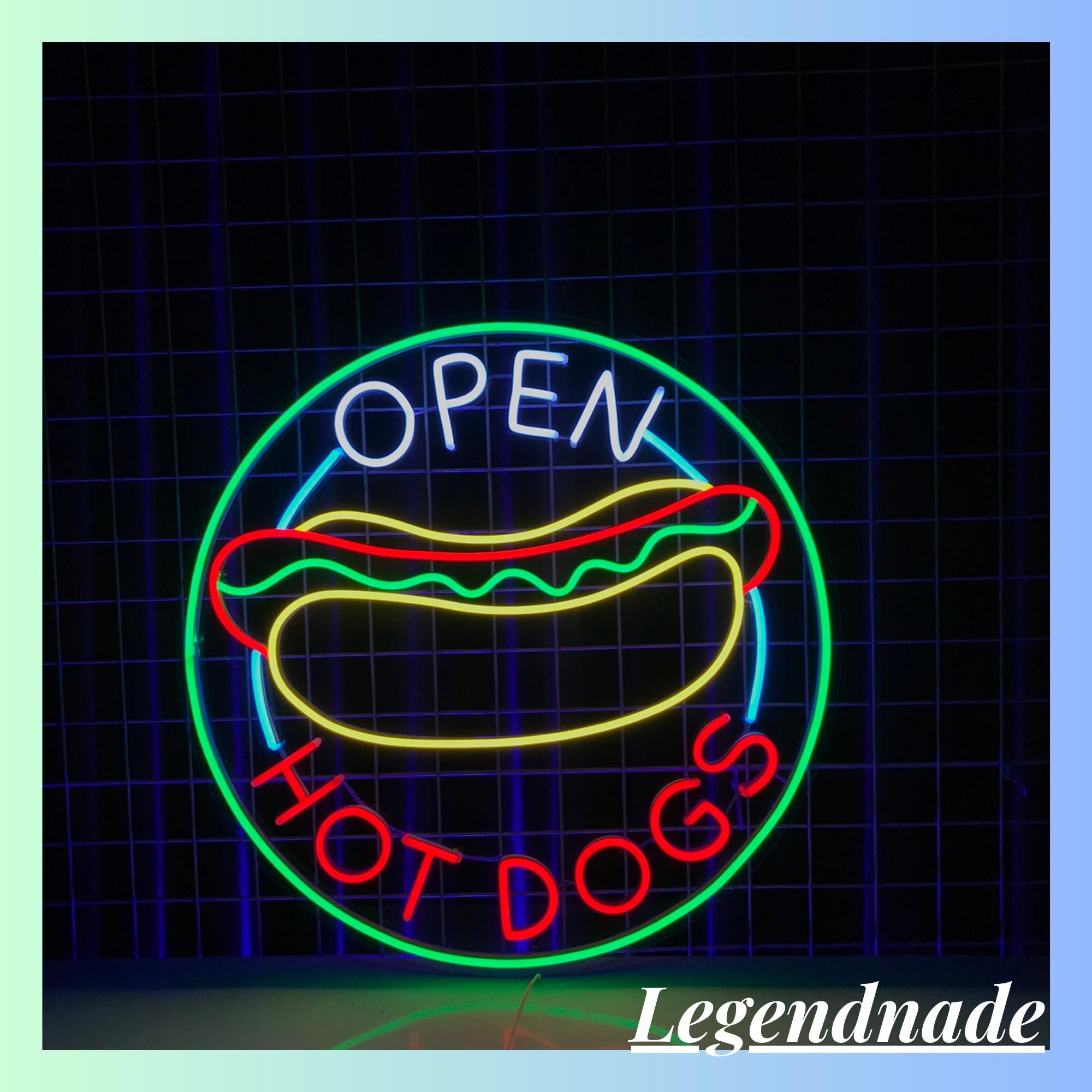 Hot Dogs Open Neon Sign, Hot Dogs Led Sign, Hot Dogs Store Led