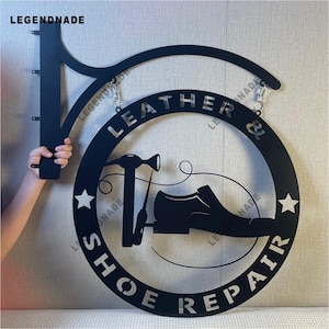 Custom Shoe Repair Metal Sign, Personalized Hanging Workshop Sign, Shoes Shop Metal Blade Sign, Cobbler Shop Decor