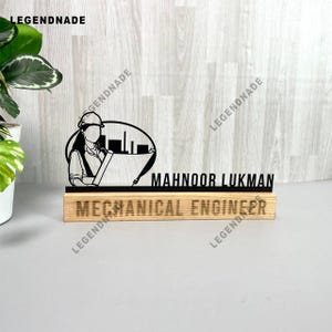 Custom Female Mechanical Engineer Desk Name Plate, Personalized Engineer Metal Nameplate Office Sign, New Job Gift