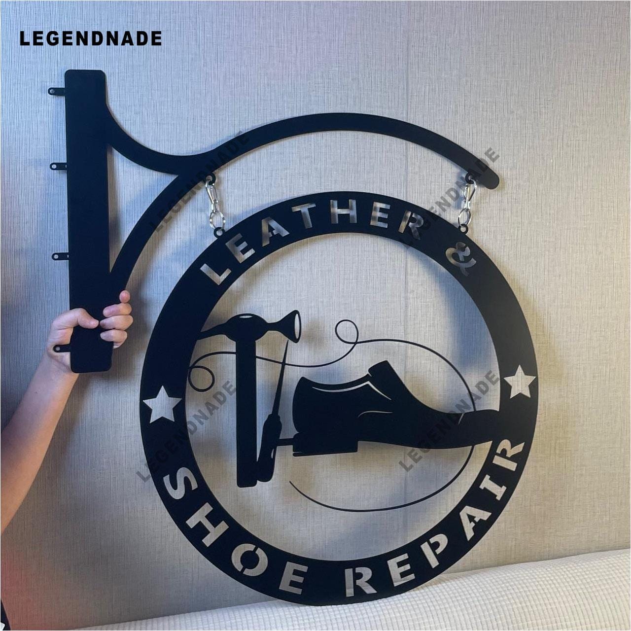 Custom Shoe Repair Metal Sign, Personalized Hanging Workshop Sign
