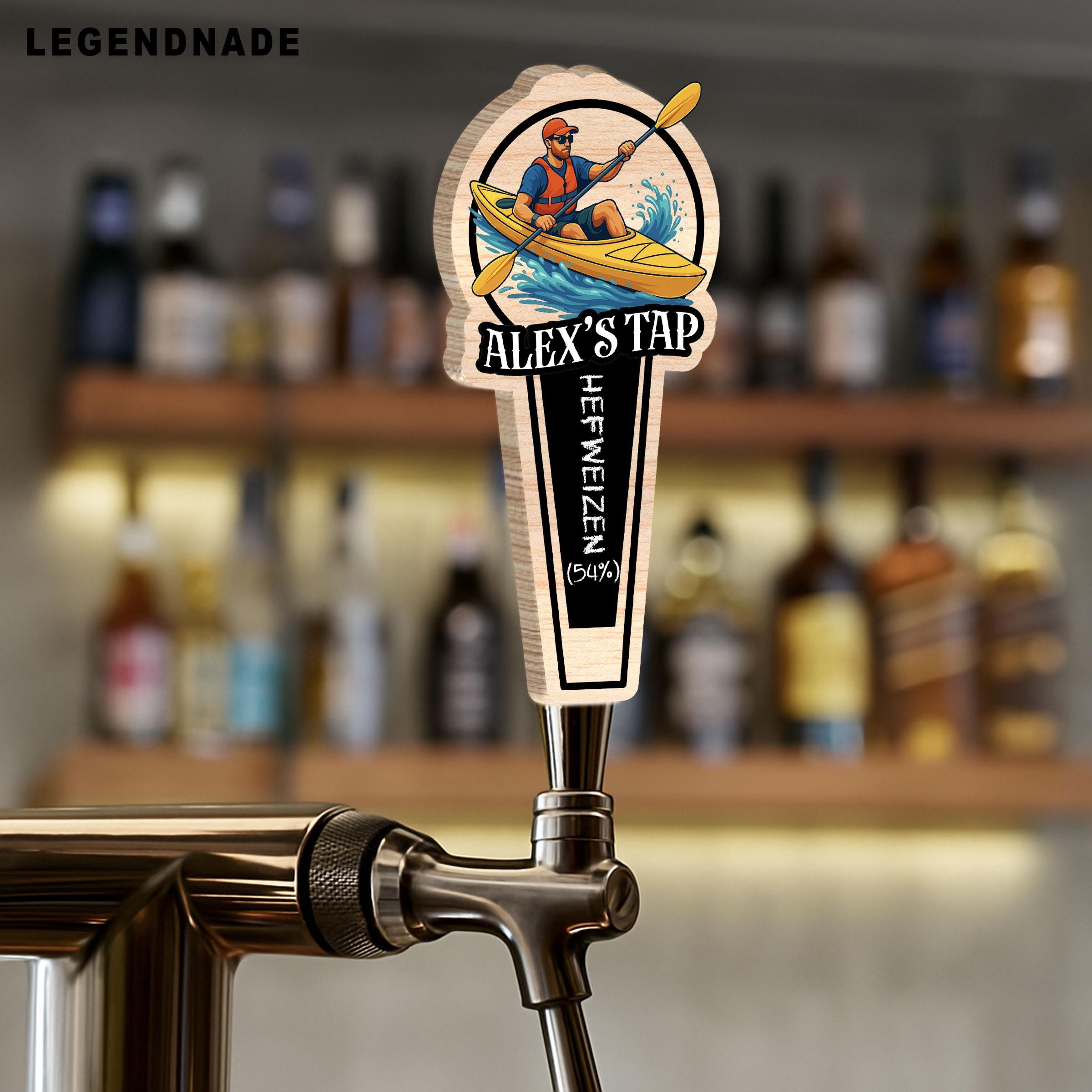 Kayaking Beer Tap Handle, Custom Paddle Sports Wooden Beer Tap Handle, Personalized Bar Accessories Decor Gift for Outdoor Lover