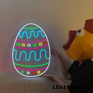 Letrero de neón con forma de huevo de Pascua, decoración de pared con letrero LED de Pascua, luz LED para regalos de Pascua, luz de neón de Feliz Pascua, arte de pared para dormitorio de Pascua, decoración de café