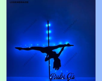 Personalisiertes Pole Dance Metallschild, Pole Dance Metalllicht, Pole Dancing Led Light, Tänzerin Led Schild, Tanzendes Wandkunstmetall, Hauptwanddekor