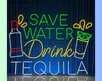 節水ドリンクテキーラネオンサイン、テキーラLEDサイン、テキーラLED
