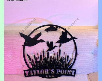 Personalized Flying Mallard Duck Hunting Metal Sign, Mallard Duck Metal Light, Duck Led Sign, Duck Led Light, Duck Wall Art, Home Wall Decor