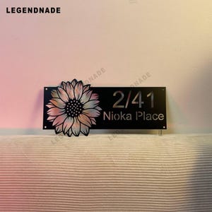 Personalized Sunflower House Number Sign, Custom Flower Metal Address Sign, Outdoor Decor Wall Sign, Floral House Address, Sunflower Gifts