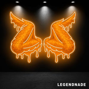 Chicken Wings Neon Sign, Chicken LED Wall Light for Restaurant, Fast Food Shop Decor, Chicken Lover Gift, Business Neon Wall Art