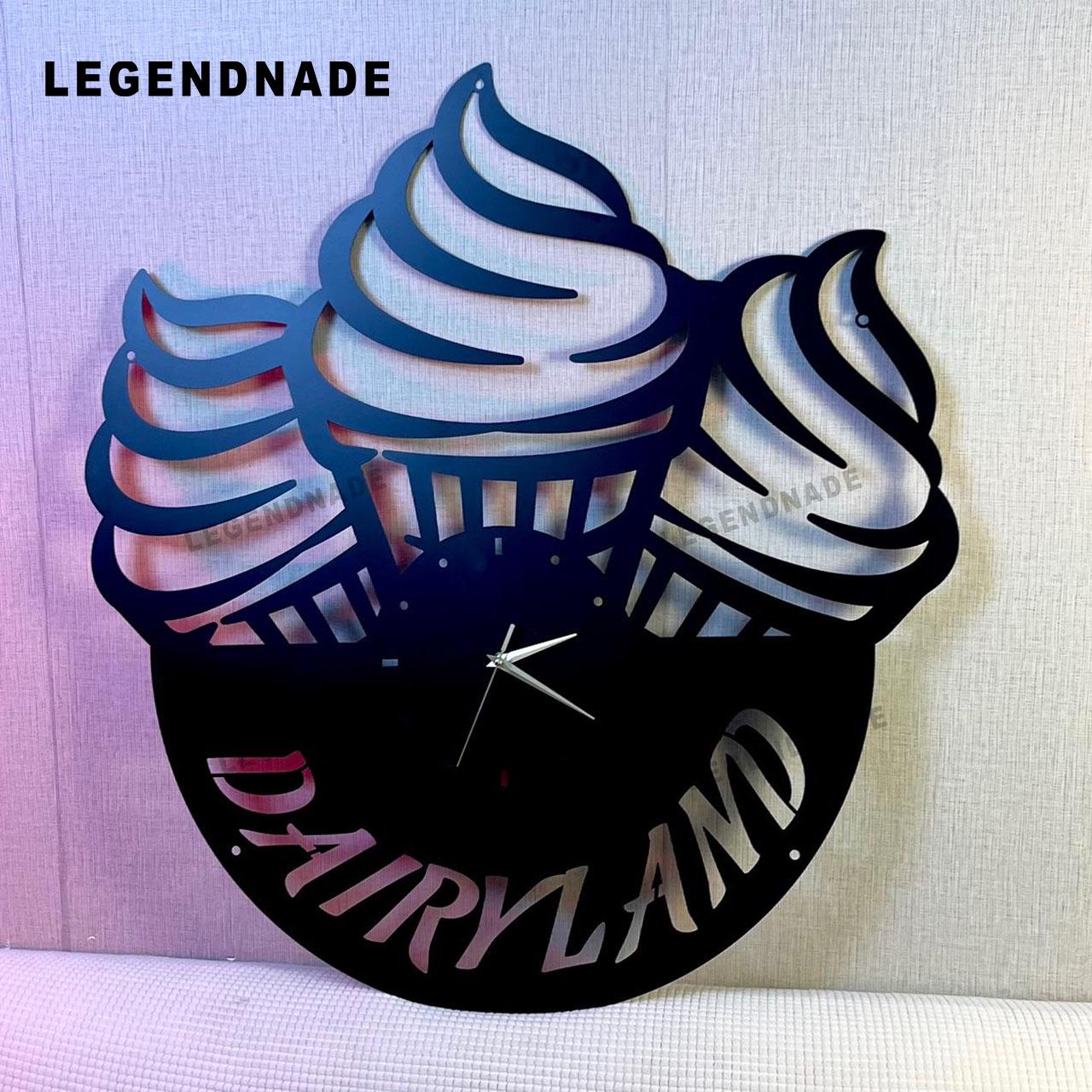 Custom Ice Cream Metal Wall Clock, Personalized Ice Cream Shop