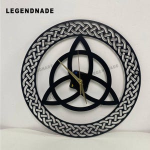 Triquetra Metal Wall Clock, Celtic Knot Design Wall Clock for Study, Office or Home Decor, Thoughtful Gift for Celtic Enthusiasts