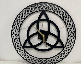 Triquetra Metal Wall Clock, Celtic Knot Design Wall Clock for Study, Office or Home Decor, Thoughtful Gift for Celtic Enthusiasts