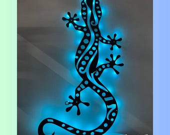 Personalized Gecko Metal Sign, Gecko Metal Light, Gecko Animal Led Light, Gecko Wall Art Light, Gecko Animal House Wall Decor, Best Gifts