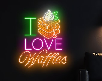 Waffle Neon Sign, Wall Light for Dessert Shop Decor, Waffle Neon Sign Decor, Dessert Restaurant Decor. Business Sign, Cake Shop Gift Idea
