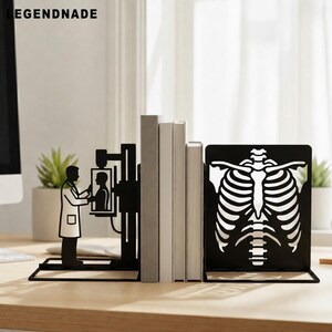 Metalen boekensteunen voor radiologen, röntgenboekstopper, decoratie voor medische boekenplanken