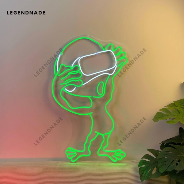 Insegna al neon con gioco Alien VR, insegna a LED Alien, luce a LED per giocatori Alien, luce al neon Alien per sala giochi, arte murale Alien, decorazioni murali per la casa dedicate ai videogiochi