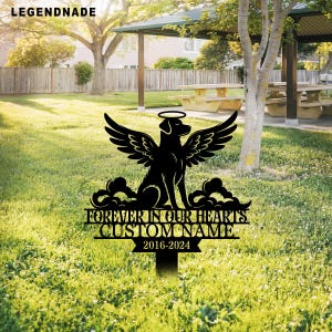 Personalized Dog Memorial Stakes, Custom Dog with Wings Metal Garden Stake, Pet Loss Gifts, Outdoor Garden Markers Yard Sign