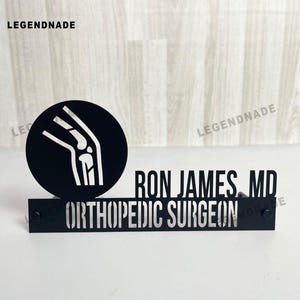 Custom Orthopedic Surgeon Office Desk Name Plaque, Name Art for Medical Professional, Bones Surgeon Name Art for Desk Office Decor