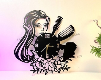Beauty Salon Metal Wall Clock, Personalized Hair Salon Opening Gift, Perfect Wall Clock for New Salon Owners or Hair Professionals
