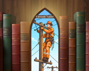 Libreria in legno per elettricisti: regalo personalizzato per elettricisti, libreria decorativa per addetti ai servizi pubblici