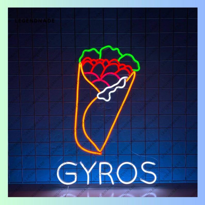 Gyros Graphics Greece Gyros Neon Sign, Gyros Led Sign, Gyros Store Open Led Light ...