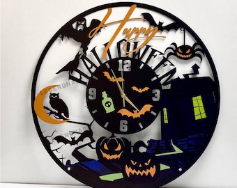 Halloween Metal Wall Clock, Unique Oversized Wall Clock Halloween Decor for Room, House, Unique Gift Idea