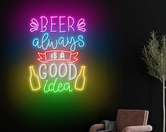 Beer Neon Sign For Bar Wall Decor, Beer Led Light, Custom Neon Sign, Gift for Him or Beer Lover, Man Cave Decor, Home Bar Wall Decor