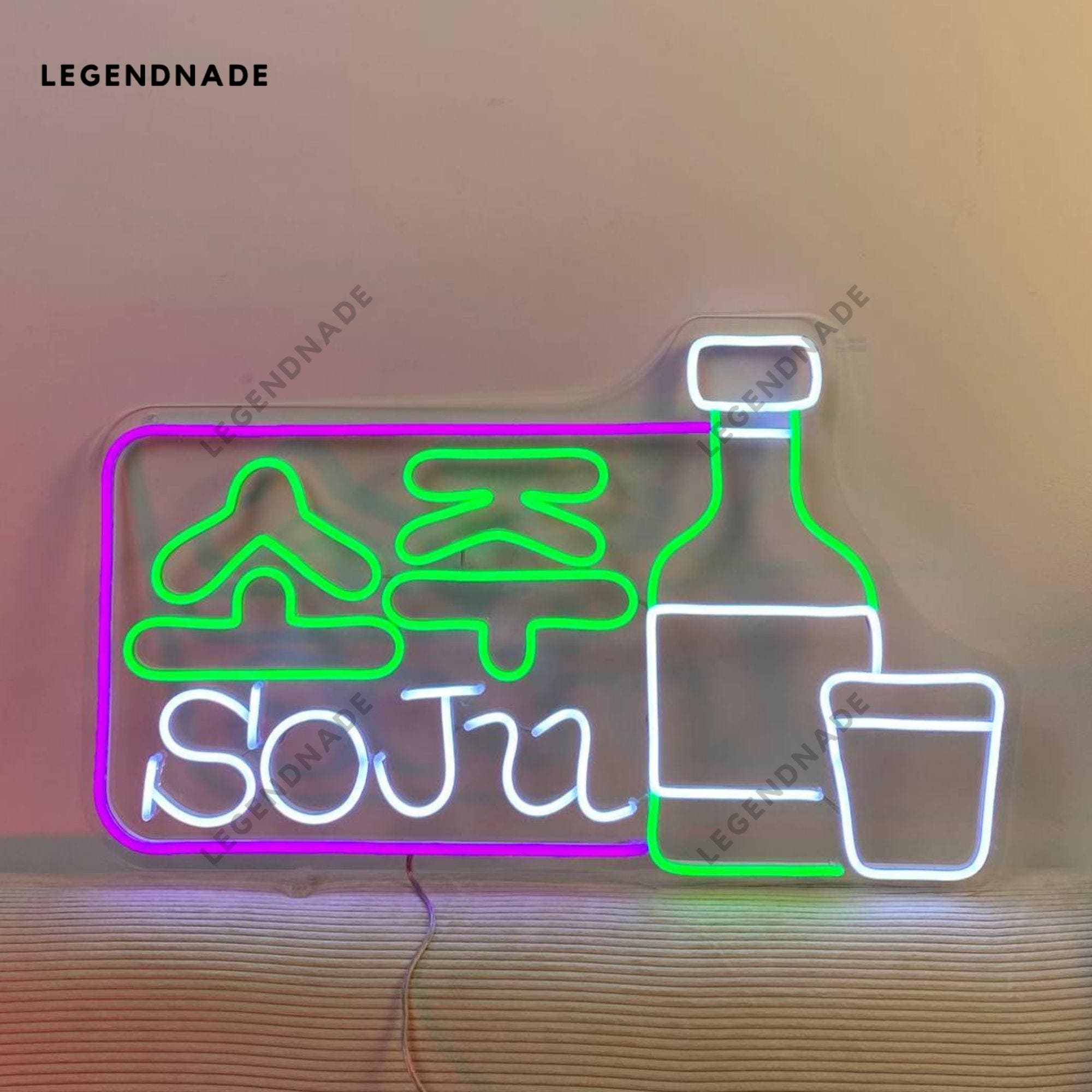 SOJU ネオンサイン風インテリア Korean Soju Neon Sign, Soju Korea Led Sign, Soju Wine Led Light