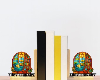 Reading Nook Bookends – Wooden Decorative Book Holder with Cozy Library Bookstore Design for Desk & Home Organization, Book Lover Gift