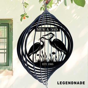 Personalisierte Hochzeit Jahrestag Windspiel, benutzerdefinierte Vogel Paar Windspiel mit Namen, hängende Spinner, Geschenk für Mama Papa