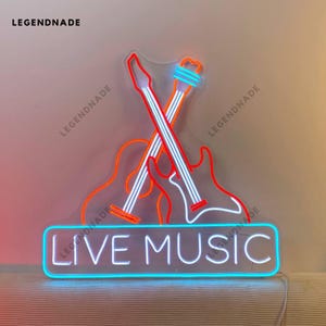 Live Music Neon Sign, Guitar Led Sign, Guitar Music Led Light, Musical Instrument Neon Light, Music Show Studio Wall Art, Home Wall Decor