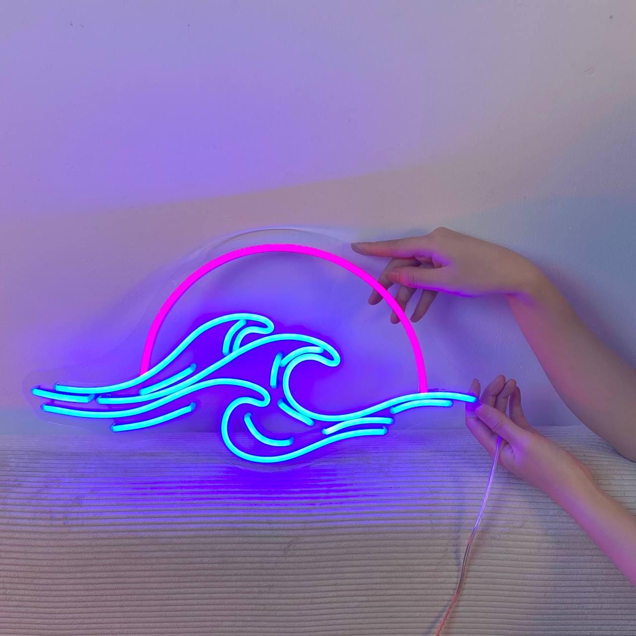 Sun Wave Neon Sign – LED Beach Wall Light – Sun Wave Room Decor