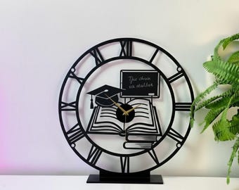 Orologio da scrivania in metallo per insegnanti: orologio da scrivania inciso per educatori, regalo unico per aule o uffici