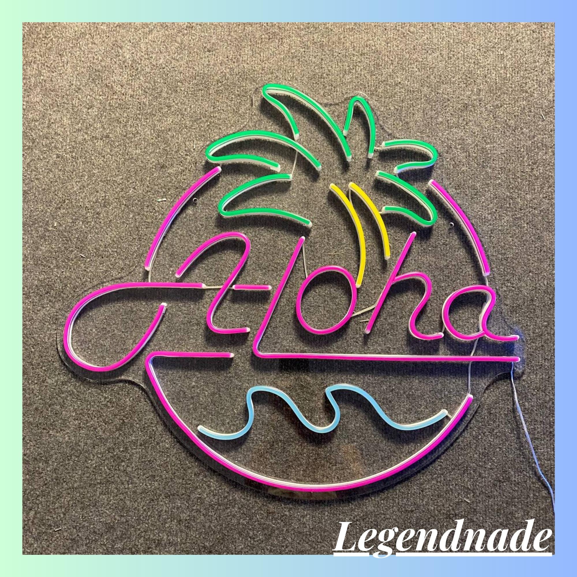 Aloha Neon Sign, Tropical Aloha Led Sign, Custom Text Led Light