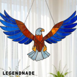Handmade Eagle Stained Glass, Personalized Eagle Bird Suncatcher Window Decor, Unique Gift for Nature Lovers, Window Art Hanging