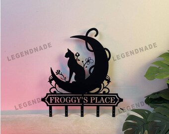Custom Cat Metal Wall Key Holder, Personalized Cat Coat Rack, Cat Owner Housewarming Entryway Wall Decoration, Pet Lover Gift