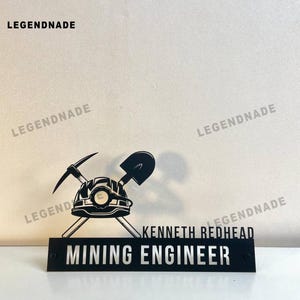 Custom Mining Engineer Desk Name Plate, Personalized Mining Engineer Name Art for Desk Office Decor, Name Plate for Miner