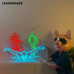 Triathlon Neon Sign, Swim Bike Run LED Wall Art, Fitness Gym Decor, Sport Neon Light, Athlete Gift, Sports Gifts