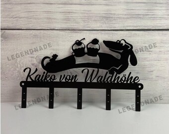 Custom Dachshund Dog Metal Key Holder, Personalized Dachshund Coat Rack, Pet Memorial Sign Gift, Entryway Housewarming Home Decoration