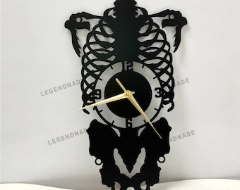 Skeleton Metal Wall Clock, Medical Bone Circle Wall Clock Decor for Medical Clinic, Physical Therapist Room, Doctor Office Gift