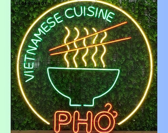 Pho Bowl Neon Sign, Vietnamese Cuisine Led Sign, Pho Led Light, Pho Neon Light, Vietnamese Food Wall Art, Vietnamese Restaurant Wall Decor