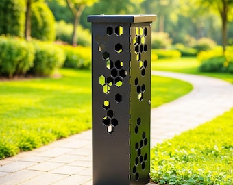 Beehive Metal Garden Column Landscape Design Yard Decor, Beehive Garden Art, Custom Garden Furniture, Well Cover