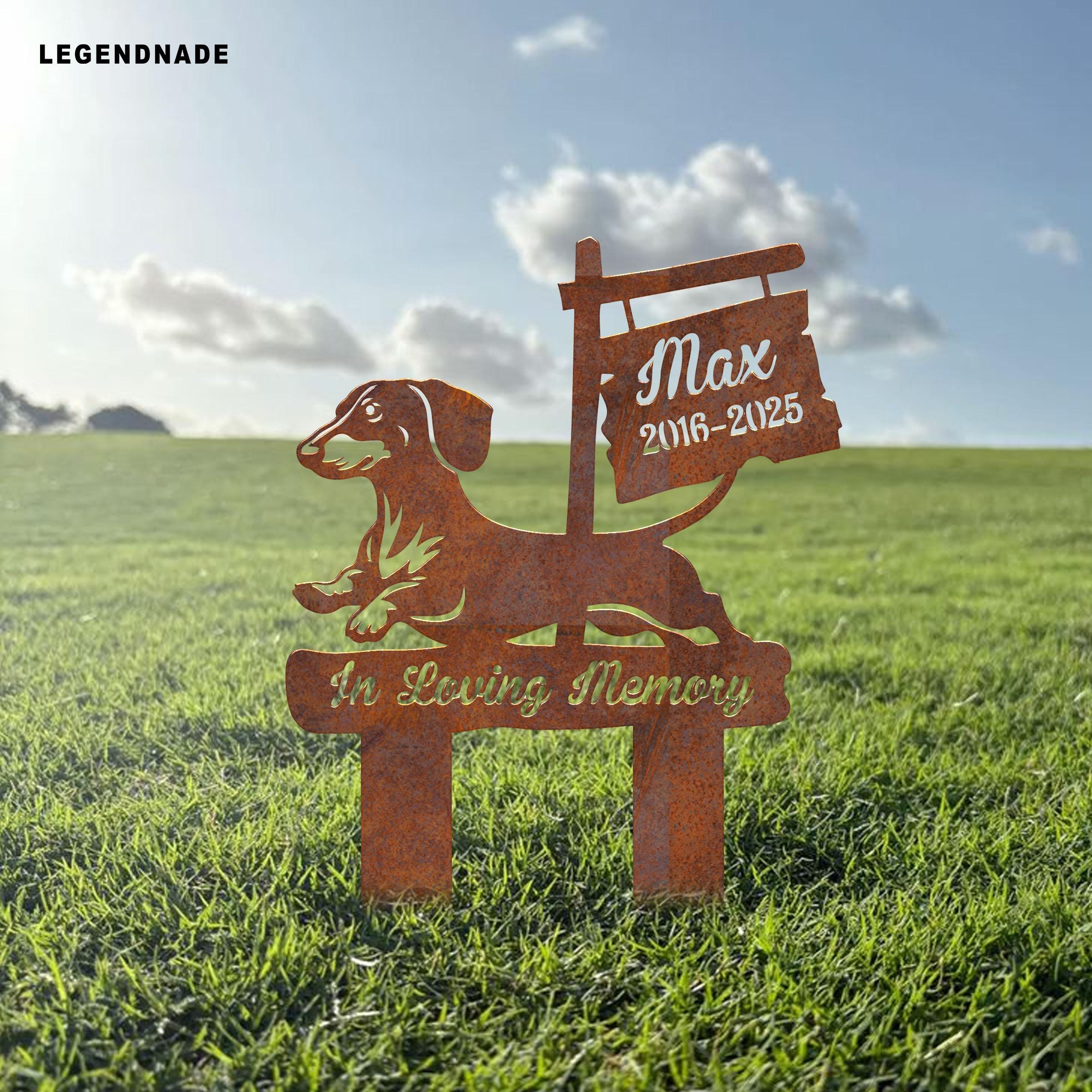 Personalized Dachshund Rusty Metal Plaque With Stake, Dachshund Grave Marker, Pet Loss Gift, Rusty Metal Yard Art, Garden Decor
