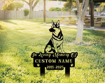 Personalized German Shepherd Metal Garden Stake, Custom Dog Memorial Yard Sign, Outdoor Grave Marker, Pet Loss Gift for Dog Lovers