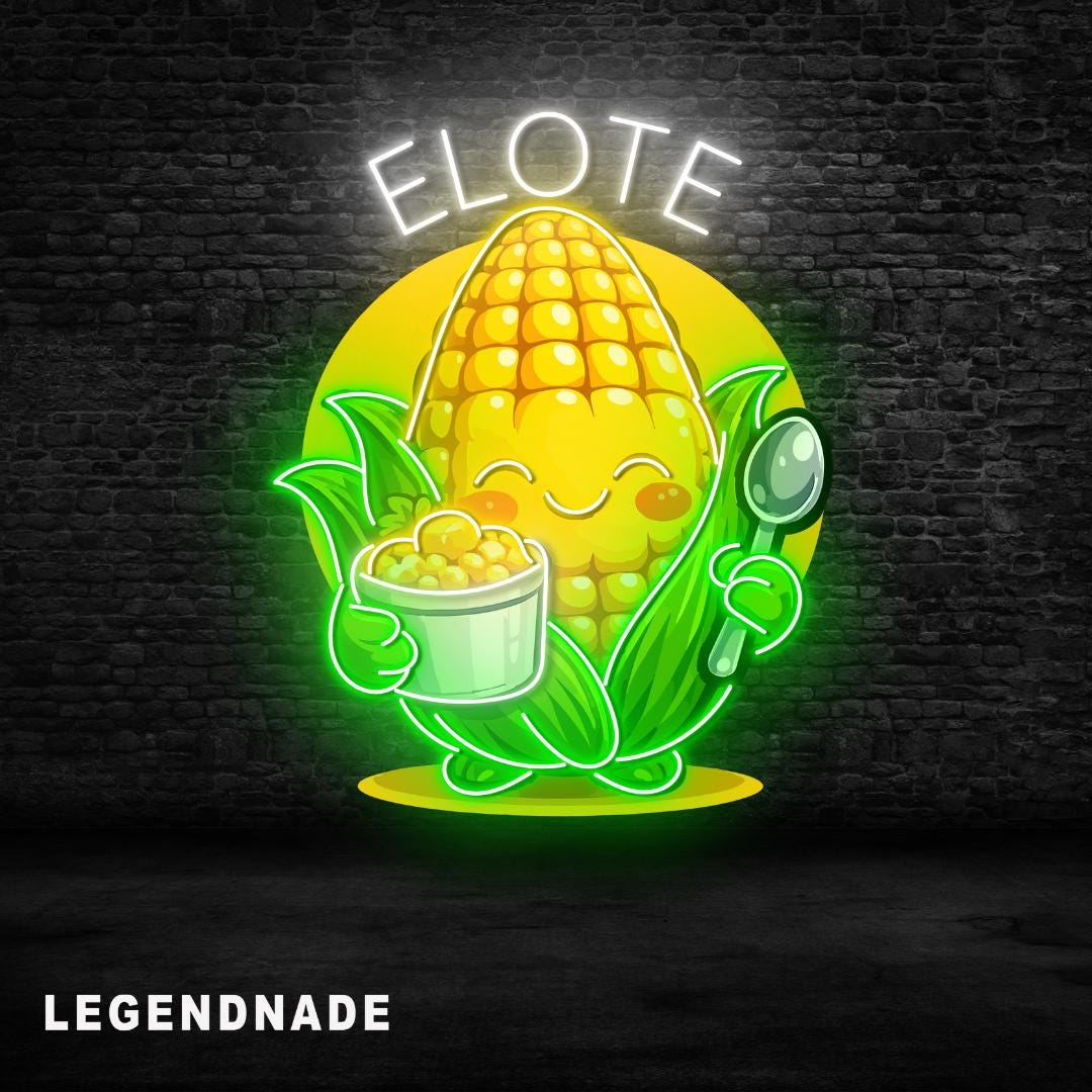 Elote Neon Sign for Street Food Wall Decor, Mexican Food Led Light