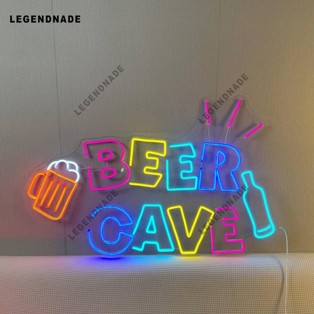 Beer Cave LED Neon Sign, Wall Light for Home Bars, Man Caves, Pubs, and ...