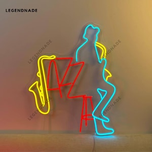 Jazz Live Neon Sign, Saxophone Led Sign, Music Band Led Light, Musical Instrument Neon Light, Music Show Studio Wall Art, Home Wall Decor