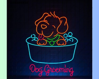 Dog Grooming Neon Sign, Pet Spa Led Sign, Pet Grooming Led Light, Dog Neon Light, Cute Dog Wall Art Light, Dog Bath Shop Wall Decor