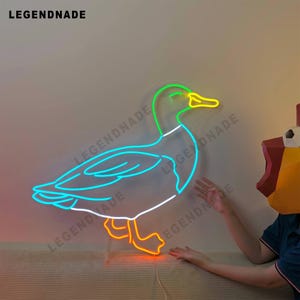 Insegna al neon con anatra selvatica – Luce LED a forma di anatra – Decorazione murale per fattoria – Luce al neon per caverne – Insegna per baite – Regalo personalizzato per cacciatori di anatre
