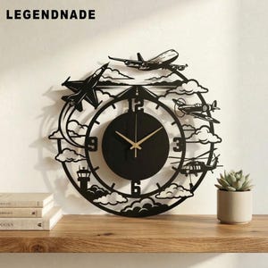 Airplane Wall Clock, Airplane Aircraft Wall Decor, Pilot Gift, Airport Control Tower Decor, Gift For Dad