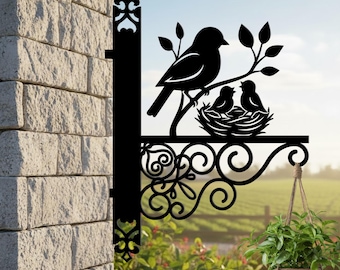 Bird Family Metal Hanging Bracket, Bird Hanger Hook, Wall Mount for Planters, Outdoor Garden Bracket Gift