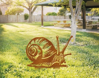 Snail Garden Stake, Rusty Metal Snail Yard Art, Rustic Wildlife Outdoor Decor for Garden, Rustic Snail Garden Stakes, Snail Rusty Sign